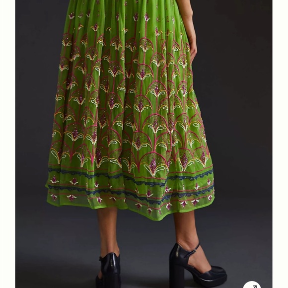 Anthropologie beaded beautiful midi tulle holiday ❄️❄️dress - Picture 2 of 6